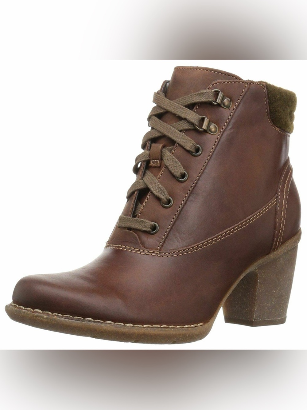 Clarks Artisan Carleta Crane Lace Up Ankle Boots Block Heel Brown Leather 9.5